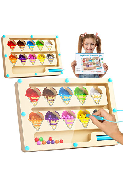 GGEROU Magnetic Color and Number Maze,Montessori Counting Matching Toys,Woode...