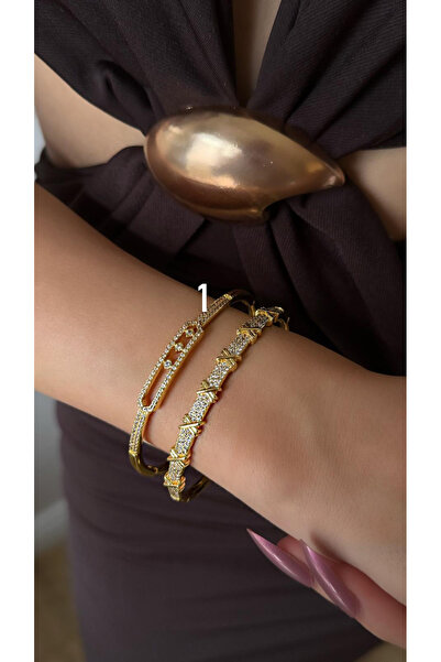 Generic Brand Gold Color Stone Geometric Detailed Steel Bracelet (Item Specif...