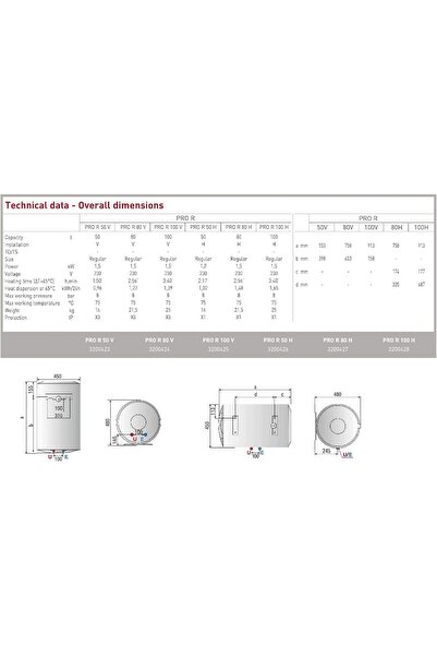 Ariston Electric Water Heater 80 Litter Horizontal Pro-R ITALY