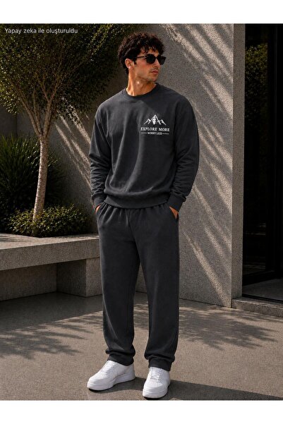 caddekombin Men's Explore More Mountain Printed Crew Neck Regular Fit Men's T...