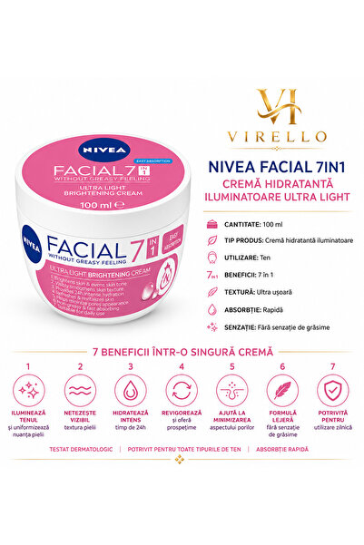 NIVEA Facial 7in1 Cremă Iluminatoare Ultra Light pentru Ten, 100 ml