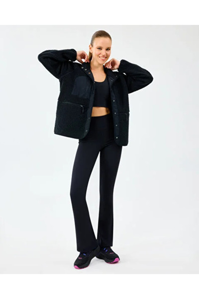SKECHERS W Woven Detailed Pull over Sherpa Women's Black Coat S2520218-3817