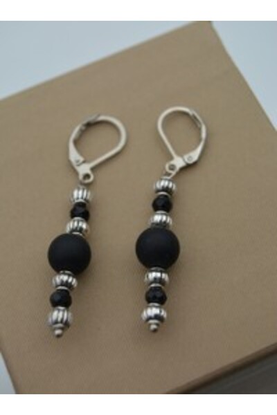 Stoneage Mat Onyx Stone Earrings - Multi-Colored -