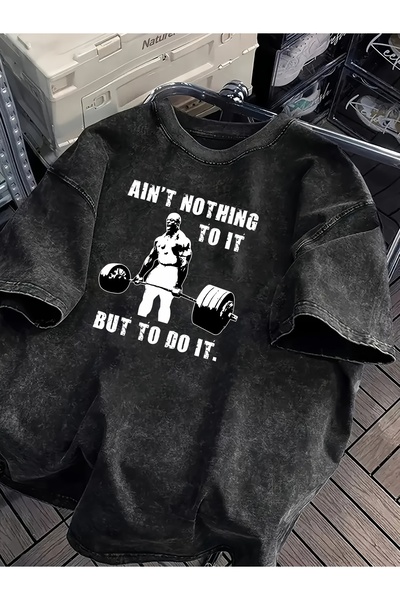 MSEF Unisex 100% Cotton Vintage T-Shirt, "AIN'T NOTHING" Graphic Print Loose ...