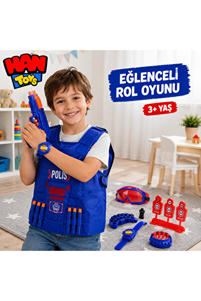 Han toys Yelekli Polis Oyun Seti Gözlük Saat ve Aksesuarlı 3+ Yaş