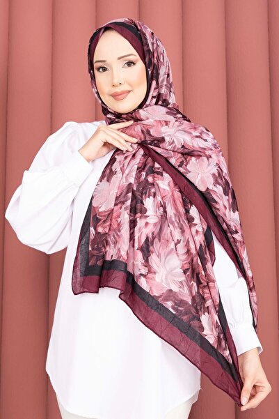 EBRUTESETTÜR Premium Floral Patterned Shawl Series Claret Red