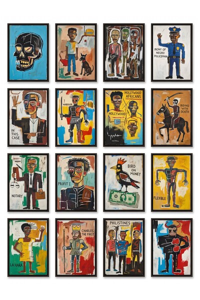 Jean-Michel Basquiat Eserleri 16'lı Sticker Seti Laptop Defter Etiketi