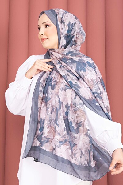 EBRUTESETTÜR Premium Floral Patterned Shawl Series Gray