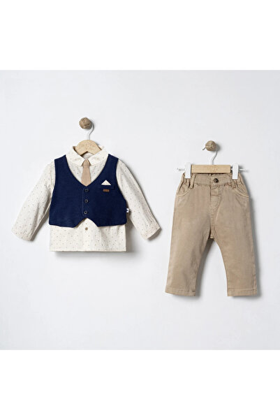 DIDuStore Mymi̇o Men's 9-24 Months Vest and Shirt 3-Piece Set