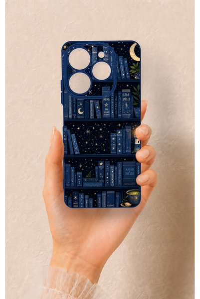 Vip Case Tecno Spark 10 Pro Compatible Night-Themed Bookshelf Patterned Silic...