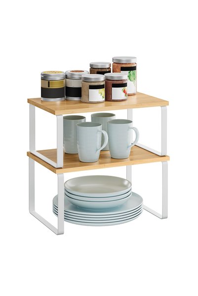 Generic Brand Set of 2 spice shelves, extendable and stackable, wood