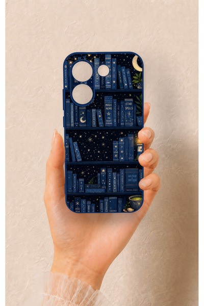 Vip Case Poco X8 Pro Uyumlu Gece Temalı Kitaplık Desenli Silikon Kılıf