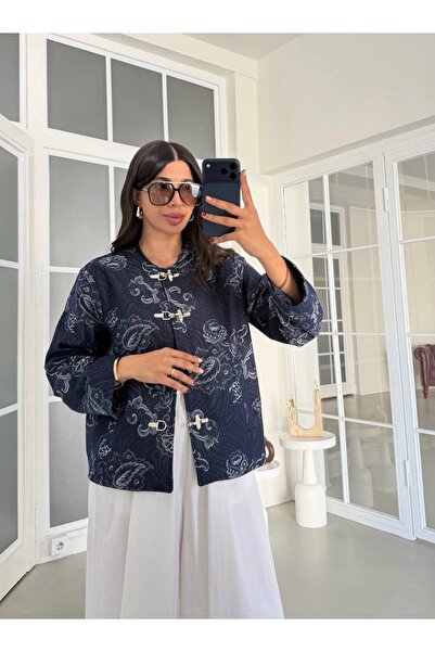 LİNDALİNA TEKSTİL Ethnic Patterned Premium Denim Jacket