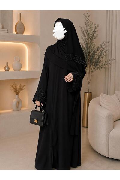 my abaya عباية نسائية سوداء بتفاصيل مطرزة على الأكمام