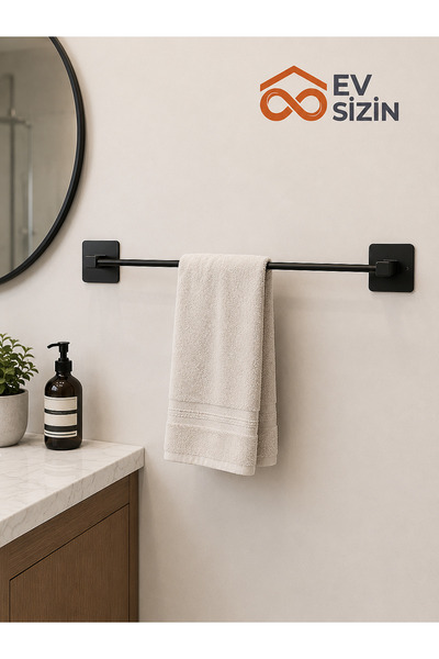 Ev Sizin YS Siyah Çubuk Havluluk Duvar Tipi Modern Banyo Aksesuarı