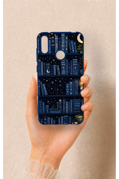 Vip Case Huawei Y7 2019 Uyumlu Gece Temalı Kitaplık Desenli Silikon Kılıf