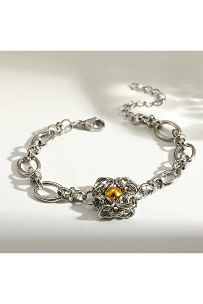 Peach Jewelry Γυναικείο βραχιόλι από ανοξείδωτο ατσάλι με περίτεχνη ασημένια ...