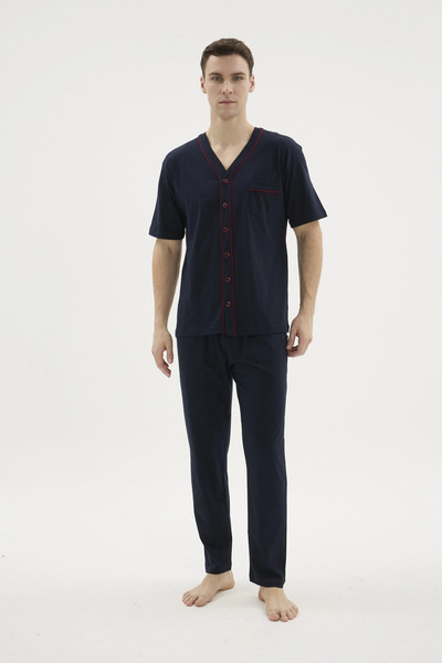 Veraura Lifestyle 2113V.V-Neck Buttoned Pajama Set