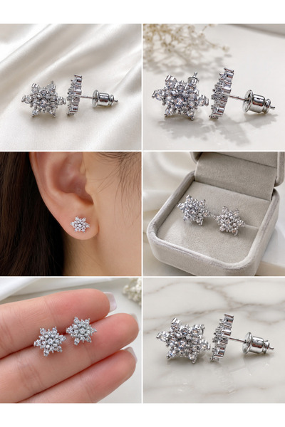 SEMUDA Women's Snowflake Steel Earrings