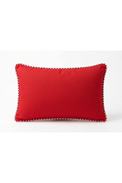 MODA CERO Red Throw Pillow Cover with Square Piping 30cm X 50 cm