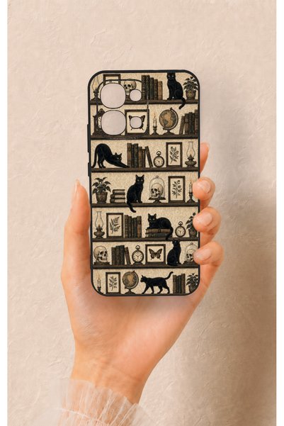 Vip Case Oppo A6 Pro Compatible Vintage Black Cat Pattern Silicone Case