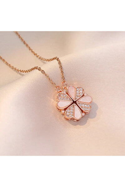 Peach Jewelry Peach Jewerly Γυναικείο Κολιέ Από Χάλυβα Τιτανίου Τετράφυλλο Τρ...