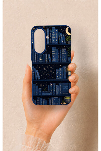 Vip Case Samsung A37 Uyumlu Gece Temalı Kitaplık Desenli Silikon Kılıf