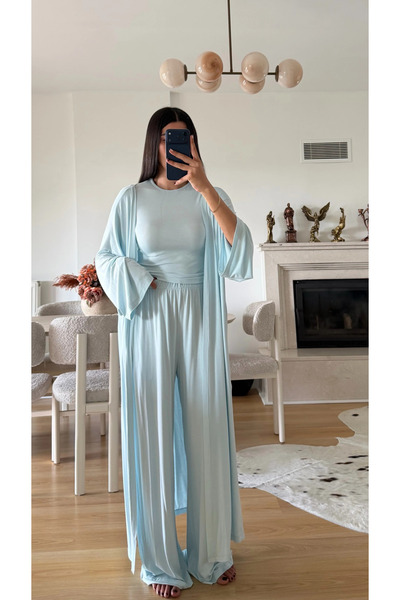 My Blog Blue Viscose Triple Set - 4137