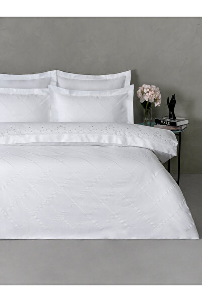 Dantela Cloud Embroidered Cotton Satin Double Duvet Cover Set