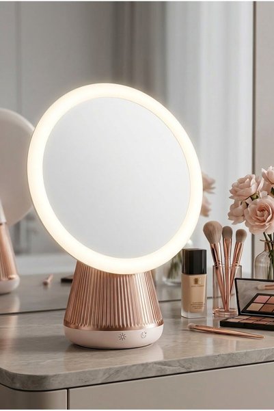 sonx LED Işıklı Dokunmatik Şarjlı Makyaj Aynası & Gece Lambası – 3 Farklı Renk Modu, Hareketli Başlık