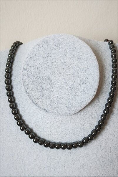 c-bhadu naturel Certified 6 mm Hematite Natural Stone Necklace
