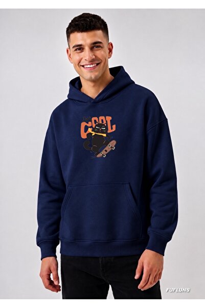 FUFLUNS I'M Cool Printed Oversized Men's Hooded Sweatshirt