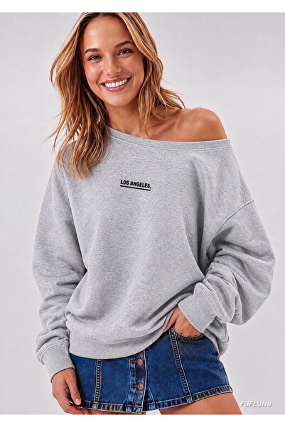 FUFLUNS Sweatshirt supradimensionat pentru femei, cu imprimeu cu puncte, LOS ...