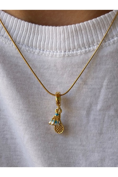 SWANOVAJEWELRY 316L Çelik Kararmaz Mineli Badminton Raket ve Topu Kolye - Yıl...