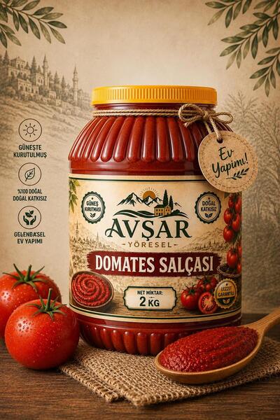AVŞAR YÖRESEL GAZİANTEP GÜNEŞ KURUTMASI DOMATES SALÇASI 2 KG