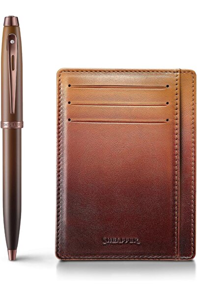 Sheaffer Gift Set 100 9374 Ballpoint Pen Coffee Edition with Royal Brown PVD ...