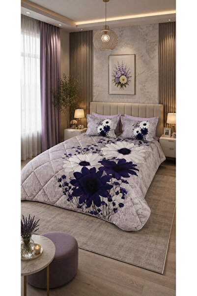 AYBERK HOME TEXTİLE Lavi̇nya Double Sleeping Set with Elastic Sheets, 6 Pieces