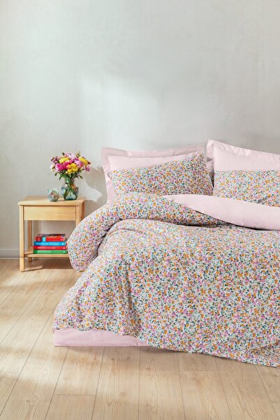 Cotton Box طقم غطاء لحاف مطاطي مزدوج صغير الحجم باللون الوردي من Pippa