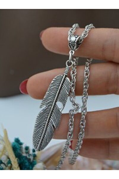 Stoneage Leaf Figured Necklace - Silver Color -