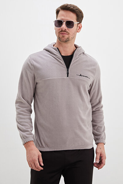Fulla Moda Half Zipper Hooded Fleece Sweatshirt