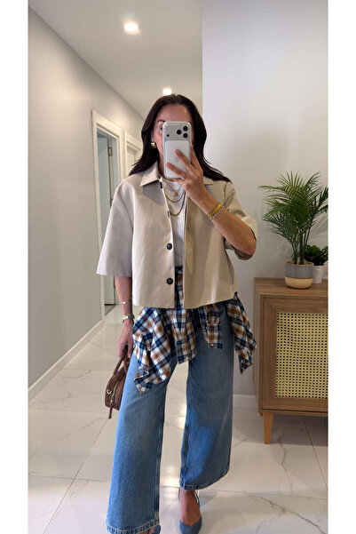 BİRCANÇİL Milasa Stone Oversize Crop Jacket