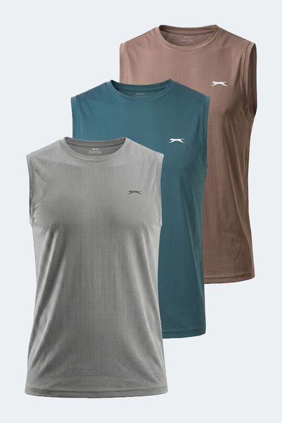 Slazenger HEROFIT ÎN SET DE 3 Tricouri pentru bărbați Petrol - Mink - Gri