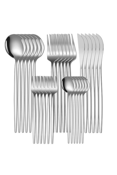 Generic Brand 30-piece cutlery set, for 6 people, knives, forks, spoons, silv...