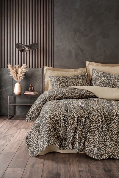 Cotton Box Satin Double Duvet Cover Set Kalahari Beige