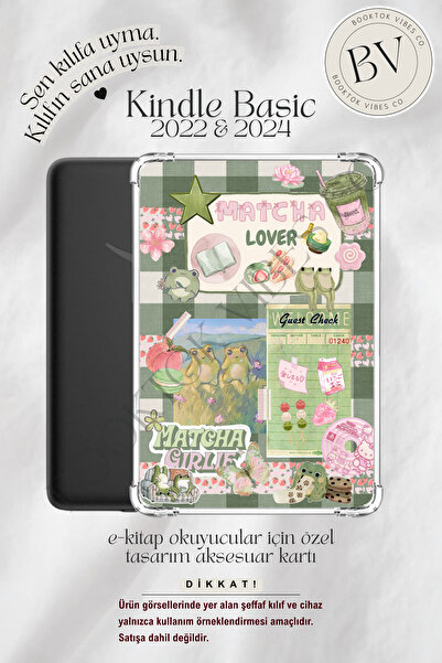 BookTok Vibes Co. Matcha Lover Kolaj Insert - Kindle ve Kobo E-Kitap Okuyucul...