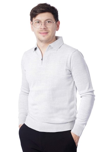 Monarch Pulover bărbătesc cu guler polo și fermoar, gri