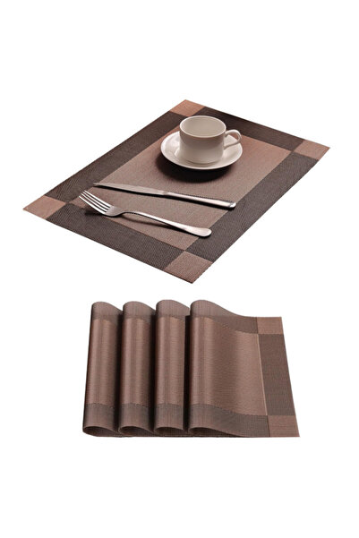 Generic Brand Set 4 suporturi masă ecologice,termorezistente,maro,PVC țesut