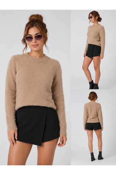 AÇELYA TEKSTİL Bearded Crop Sweater Effortless Elegance