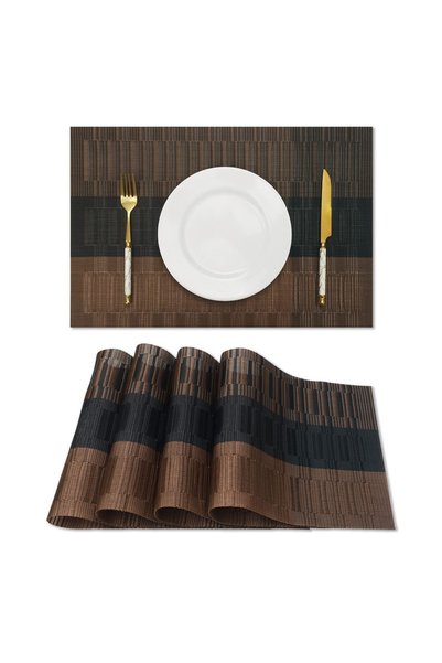 Generic Brand Set 4 suporturi masă,termorezistente,lavabile,PVC,maro,45 x 30 cm