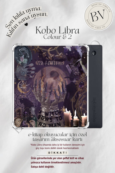 Witches Cadı Temalı Kolaj Insert - Kindle ve Kobo E-Kitap Okuyucuları için Aksesuar Kartı
